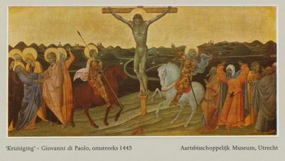 851728 Afbeelding van het schilderij 'Kruisiging' van Giovanni di Paolo (ca. 1445) dat te zien was op de ...